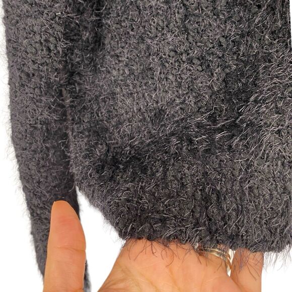 SO Black Eyelash Fuzzy Lux Crewneck Pullover Drop Shoulder Sweater Size : L 490 - Picture 4 of 8